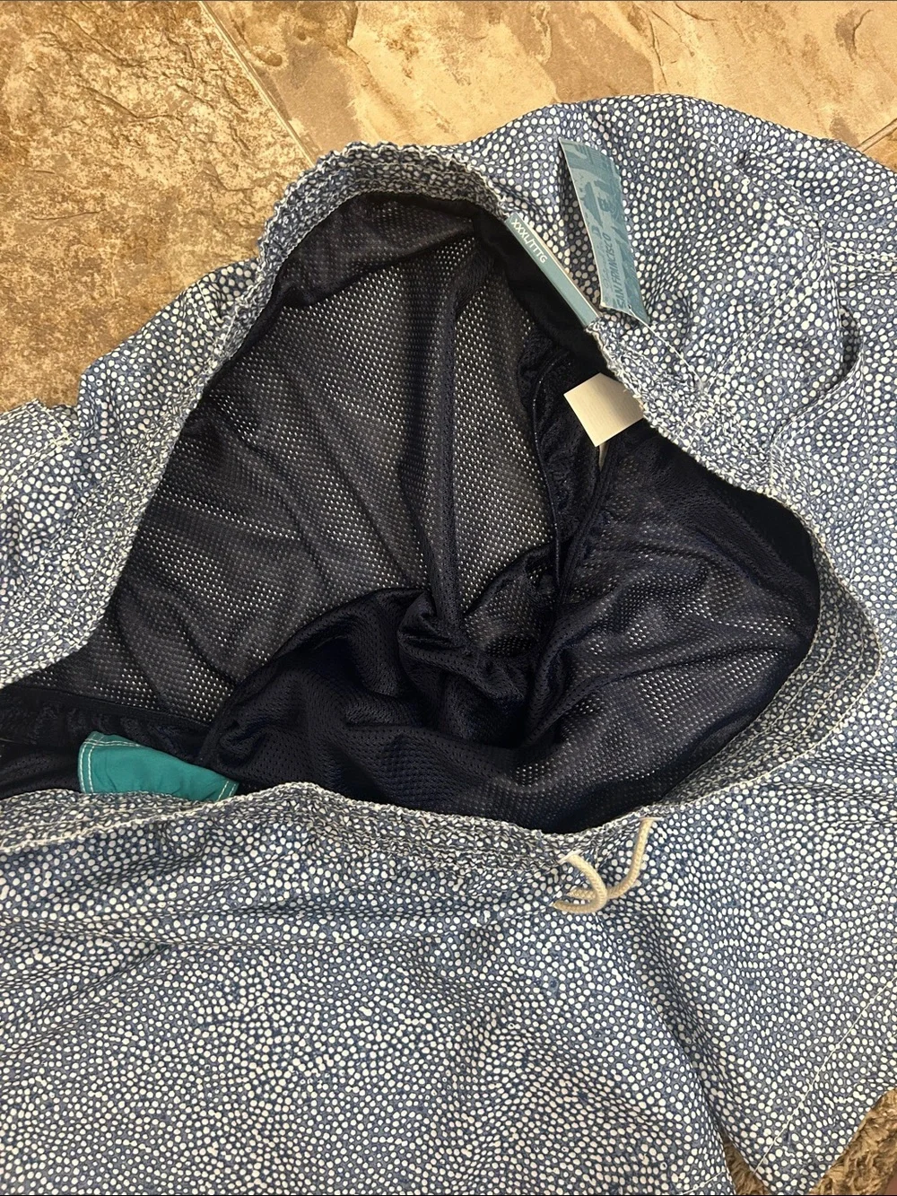 NWT Men’s Old Navy Blue Swim Trunks with White Drawstring Size XXXL